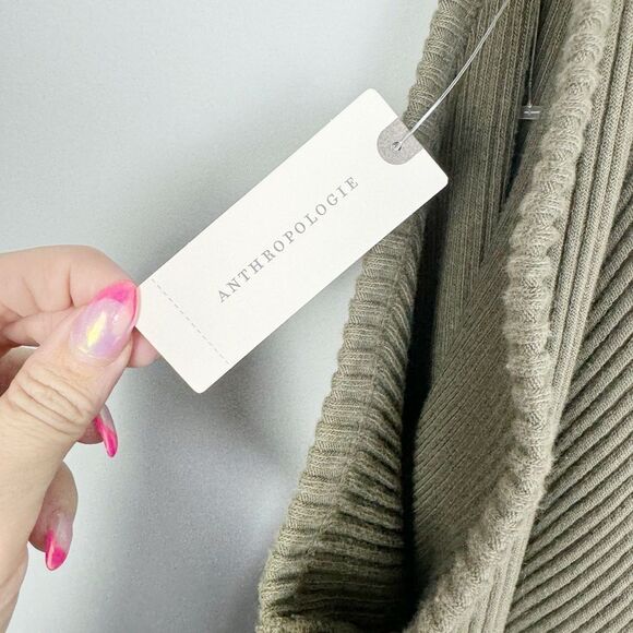 ANTHROPOLOGIE | T.LA Moss Green Ribbed Halter Neck Top NEW Women’s Size Small - Picture 9 of 11